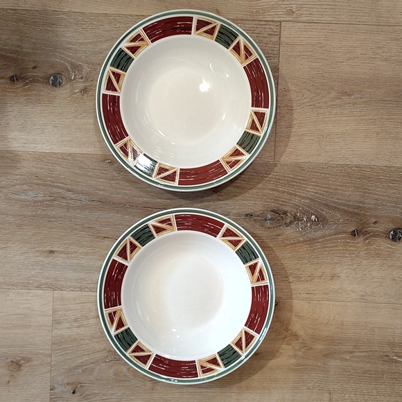 Tienshan Prairie Multicolor Ceramic Dinnerware large bowls Set of 2 - Picture 2 of 7